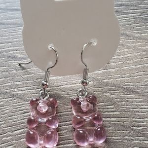 Pink teddy bear earrings